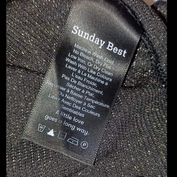 Sunday Best Black & Metallic Long Sleeve Crop Top  Size XS - Picture 4 of 5